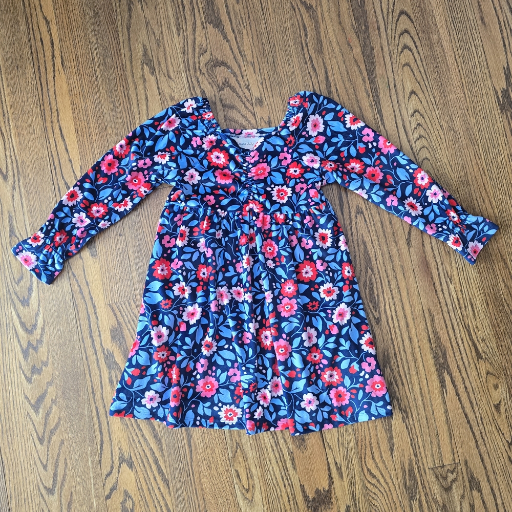Millie Loves Lily Kids Casual Dress - Blue and Pink Floral Size 5